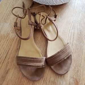 Sézane Low Bahia taupe brown fringe sandals 36/6